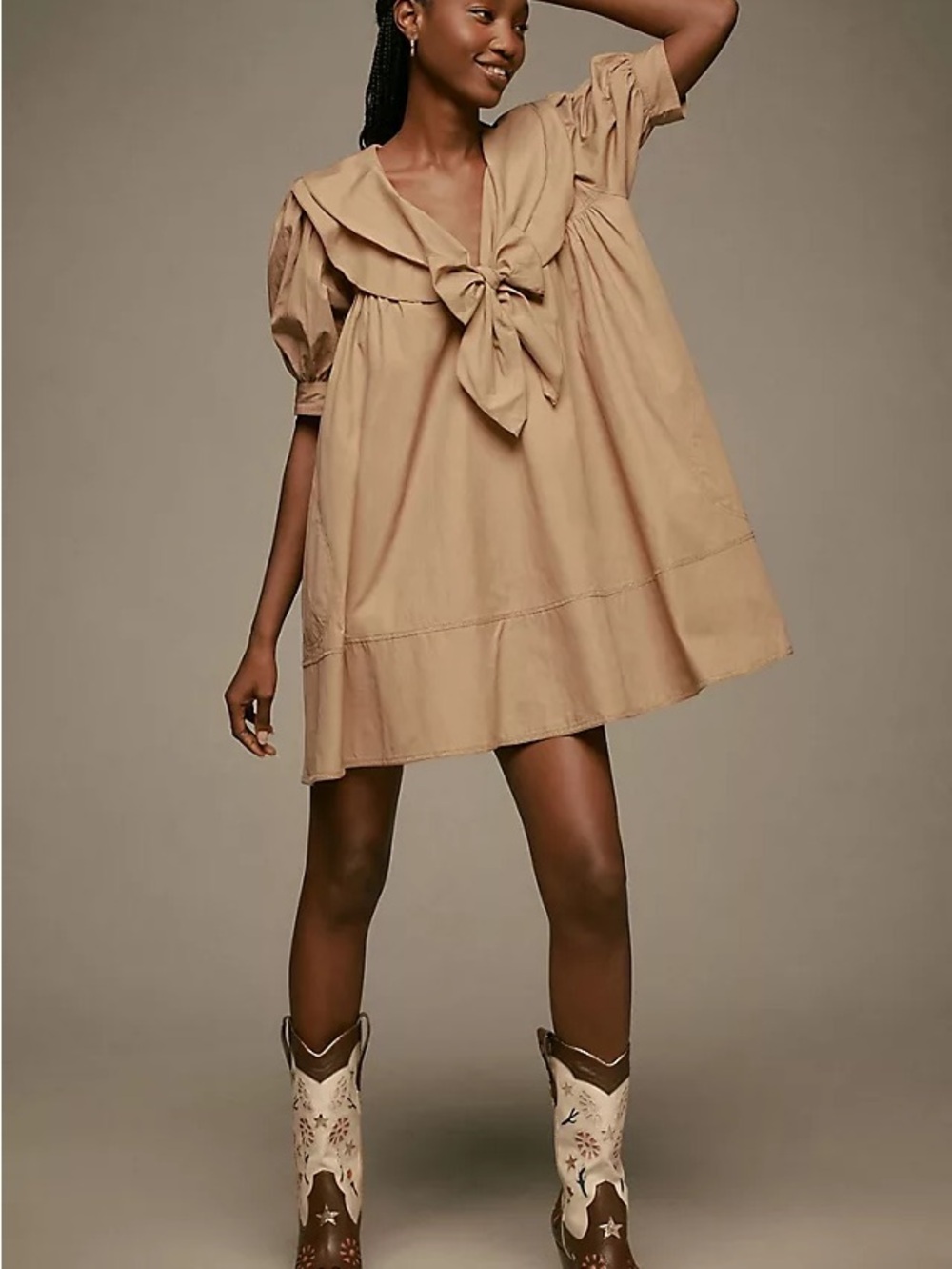 Pilcro Short-Sleeve Bow-Front Tunic Mini Dress - Picture 4 of 6